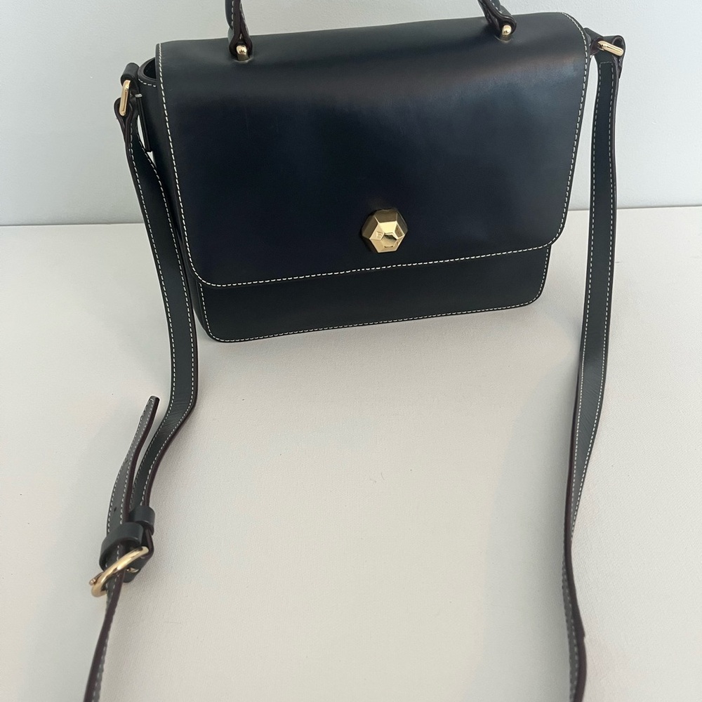 Frances Valentine Black Crossbody Bag with Gold Details - Picture 2 of 6